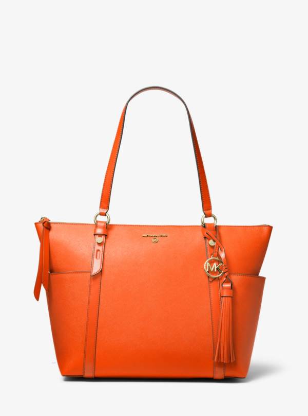 Damske Prenosná Taška Michael Kors Sullivan Large Saffiano Leather Top-Zip Oranžové - Kabelky Michael Kors Lacne | XEZDG-2984